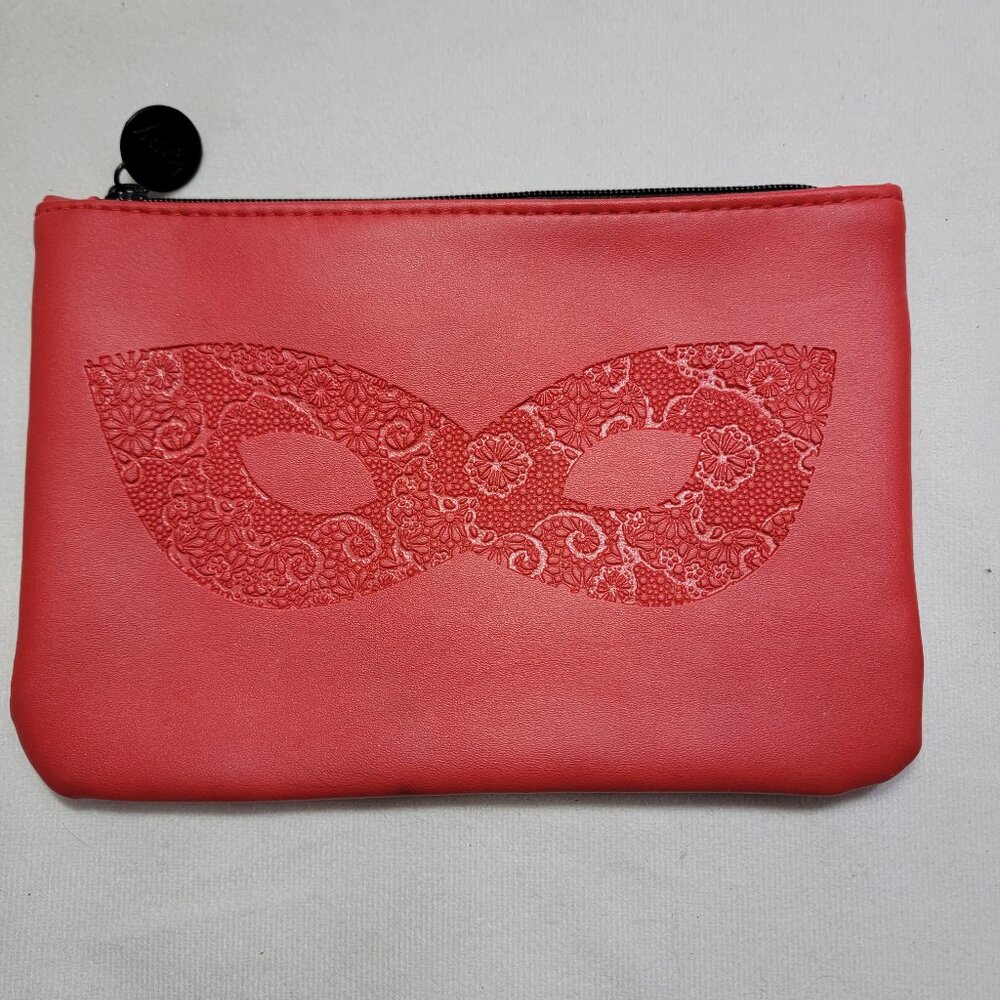 IPSY Red Marti Gras Mask Zippered Cosmetics Bag Makeup Bag Only is pre-owned